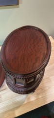 Victorian Dual Door SALESMAN SAMPLE Wood Glass CURIO Cabinet Table TRAY 15.5”H