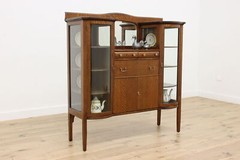 Craftsman Antique Oak China Display or Bar Cabinet #51061