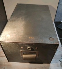 Vintage RONEO Metal File Drawer Cabinet Box Index File Cards military Office