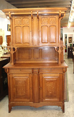 French Antique Oak Art Nuovo Buffet Cabinet / Hutch