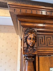 Vitrine, Louis XVI Vernis Martin Style, Carved Walnut fromFrance 1860