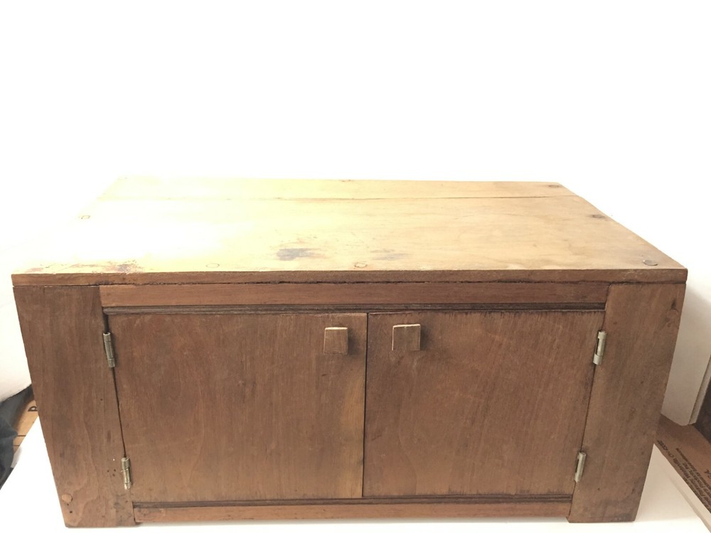 Antique Vintage Farmhouse Wood 2 Door Cabinet Shabby Chic Small 22″ x 12″ x 10.5