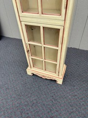 67860 Vintage French Country Curio Cabinet with Convex Glass Panels