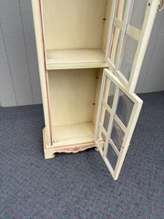 67860 Vintage French Country Curio Cabinet with Convex Glass Panels