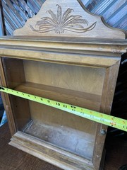 Antique Wood Wall Trinket Shelf/ Medicine Cabinet / Small Display Cabinet