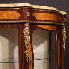 French inlaid sideboard cabinet Napoleon III style vitrine marble 20th century