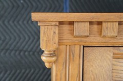 Antique Kuchins Oak Arts & Crafts Drybar Console China Cabinet Cupboard Hutch