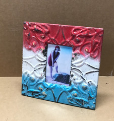 VTG 11″ Sq. Photo 4×6 Tin Ceiling Metal Decorative Picture Frame Old 658-26B