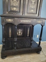 19th century Ebonized Inlaid Cabinet on stand Italian or French