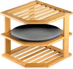 RoyalHouse Bamboo 3-Tier Corner Shelf Organizer for Countertop &