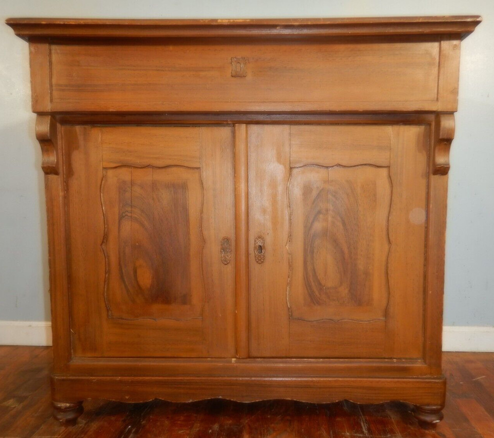 Antique German Pine Dry sink Cupboard Lift Top Original Grain Painted drysink
