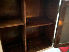 Vtg antique Wood Wooden Medicine Cabinet chest White Mirror Shelf Rustic Wall