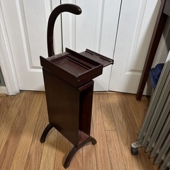 Vintage 30″ w/ Handle Telephone Stand / Table W/ Directory Book Shelf Valet Wood