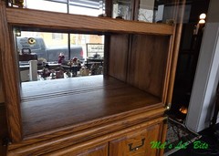 Vintage Campaign Style Oak China Hutch