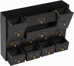 Black Vintage 12-Drawer Apothecary Cabinet, Stackable for Herbs/Tea/Stationery