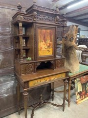 Antique Cabinet, Mirrored, French, Neoclassical Revival, Carved, Painted, 1700’s