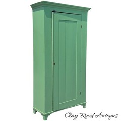antique primitive cupboard cabinet jelly wardrobe folk art green paint