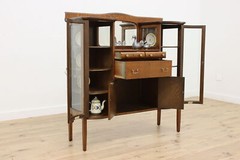 Craftsman Antique Oak China Display or Bar Cabinet #51061