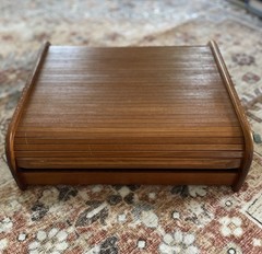 EIN Vintage Mid-Century Modern SOLID Teak Thailand Roll top 3 Section Divider