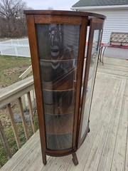 Antique Solid Wood Curved Curio Cabinet. PROJECT PIECE. 63″ tall 36″wide