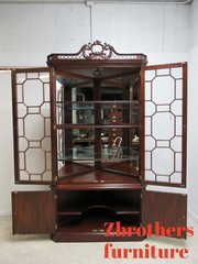 Henkel Harris Flame Mahogany Corner Cabinet Breakfront Hutch