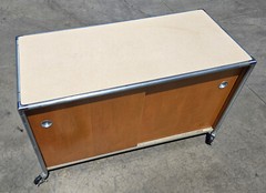 Fleetwood Mid-Century Modern Industrial Rolling Credenza Cabinet Henry P Glass