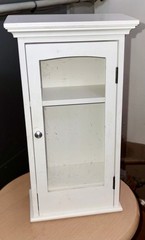 White wood glass door display case curio cabinet table top/wall hanging