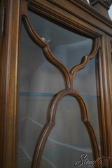69202: KARGES Colonial Walnut Convex Glass Georgian Style Breakfront