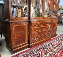 Vintage Henredon Aston Court Large 91″ Tall Mahogany Breakfront Bookcase Cabinet