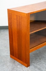 Mid Century Danish Modern Bookshelf Cabinet Teak Shelves Glass Shelves 30″ Mcm