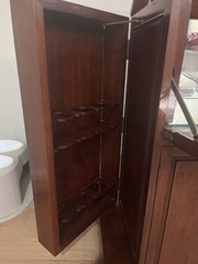 George Zee & Co. Bar Cabinet Brown Wood Mirrored Interior Bottle Storage
