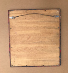 Decorative Salvaged Tin Ceiling 20″ x 23″ Red Metal Tin Oval Mirror Old 1861-23B