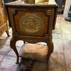 French Original King wood gilded bronze figures Luis phillipe cabinet Circa 1880