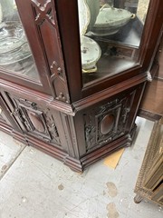 64352 Large RARE Antique Victorian Mahogany China Cabinet Curio