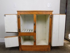 Antique REAL DEAL c1915 ALL Original Oak Ice Box Bar Storage Cabinet Chest VG