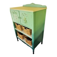 Antique Hand Painted Dresser Cabinet Nursery Boho Cottagecore French Antique
