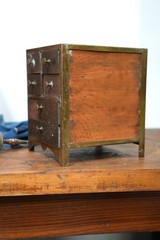 Antique Apothecary Cabinet Brass Watchmaker Industrial Drawer Organizer Vintage