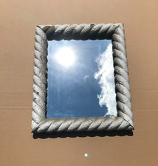 VTG Salvaged 14×17 Shabby White Spiral Helical Wood 10×13 Mirror Old 1169-25B