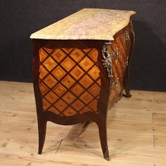French inlaid commode furniture dresser 2 drawers Louis XV style marble 900