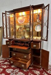 American Flame Mahogany Dropfront Bookcase China Cabinet Secretary Circa 1920