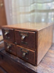 Antique 4 Drawer Library Card Catalog Old File Cabinet