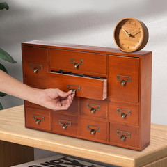Brown 12-Drawer Vintage Apothecary Cabinet, Stackable for Herbs/Tea/Stationery