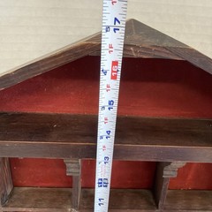 VTG Wooden House Wall Curio Miniature Display Cabinet Red Velvet 25Cubbies