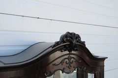 French Early 1900s Tall Heavy Carved China Closet Display Cabinet Cupboard 3538