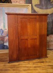 Antique Display Case Apothecary Cabinet Tiger Oak Locker Tags Keys Vintage Wood