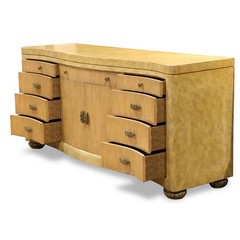 VINTAGE LATE 20TH C MAITLAND-SMITH EMBOSSED LEATHER ART DECO SIDEBOARD (AF3-132)