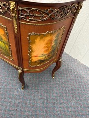 67819 Exquisite Louis XV Style Cabinet with Marble Top and Hand-Painted Panels