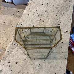 Vintage 3-Tier Brass Glass Mirrored Curio Cabinet Hanging Display Box