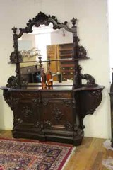 Antique Renaissance Revival Rosewood Etagere Hall Stand Bar