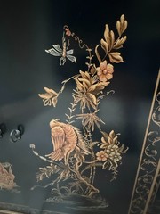 Vintage Drexel Heritage Asian Chinoiserie Black China Cabinet Curio Storage